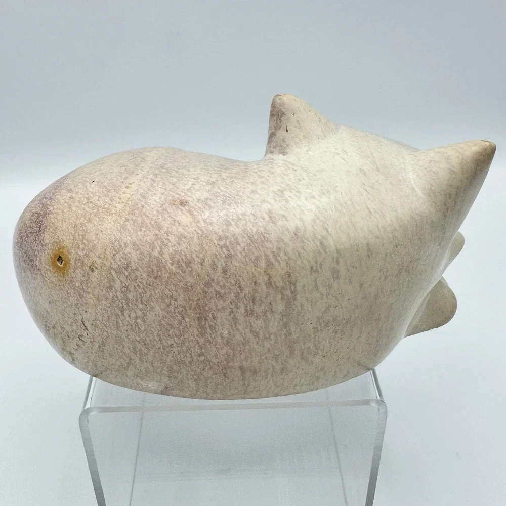 Hand Carved Soapstone Sleeping Cat Sculpture Ten Thousand Villages Kenya Decor